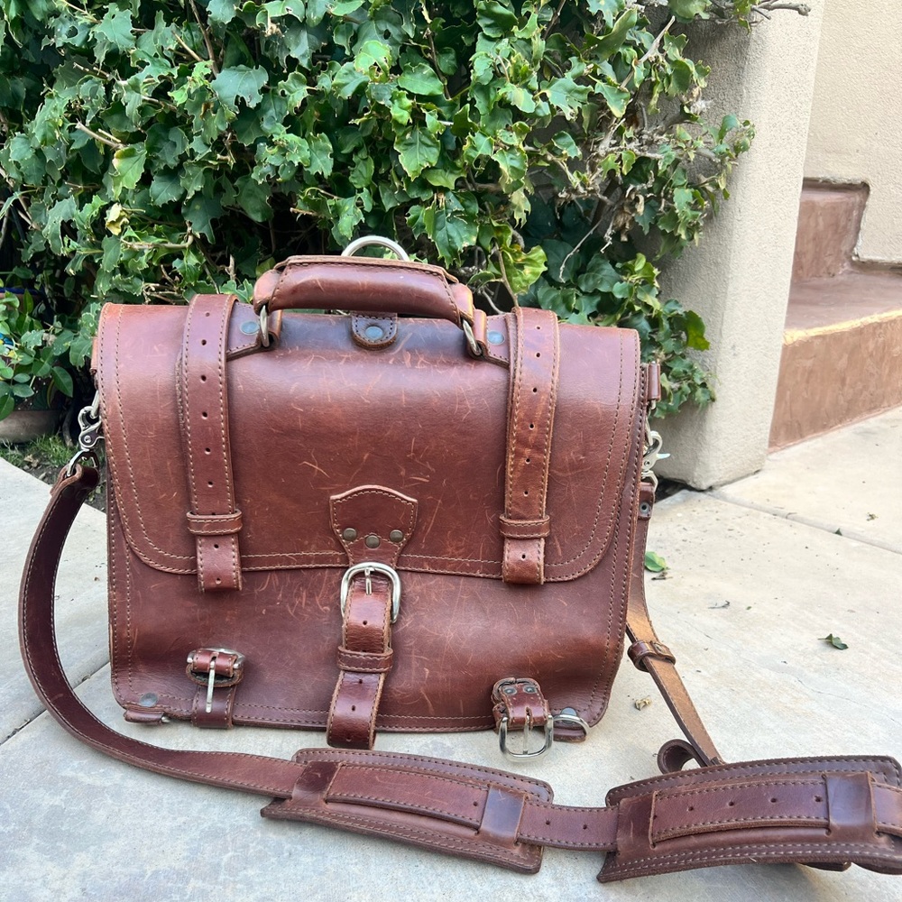 Saddleback Leather Company large classic leather briefcase-Chestnut